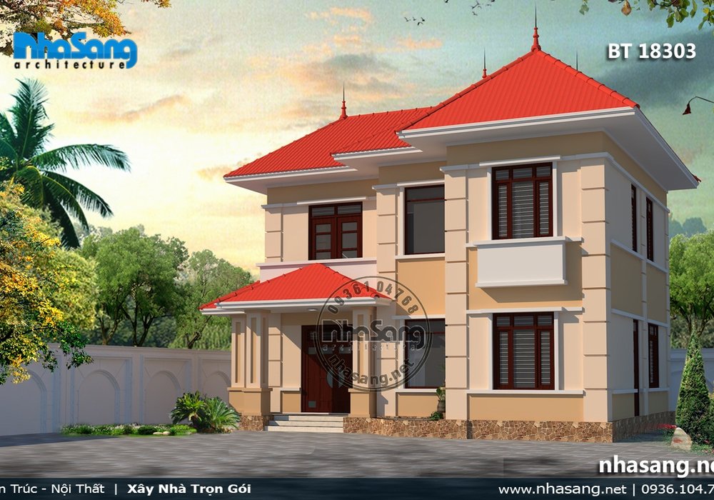 Nhà vườn 100m2 4 phòng ngủ kiểu Châu Âu sang trọng BT18303