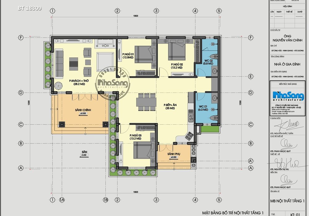 Mẫu nhà vườn cấp 4 đẹp kiểu dáng Châu Âu BT18309 dưới 1 tỷ