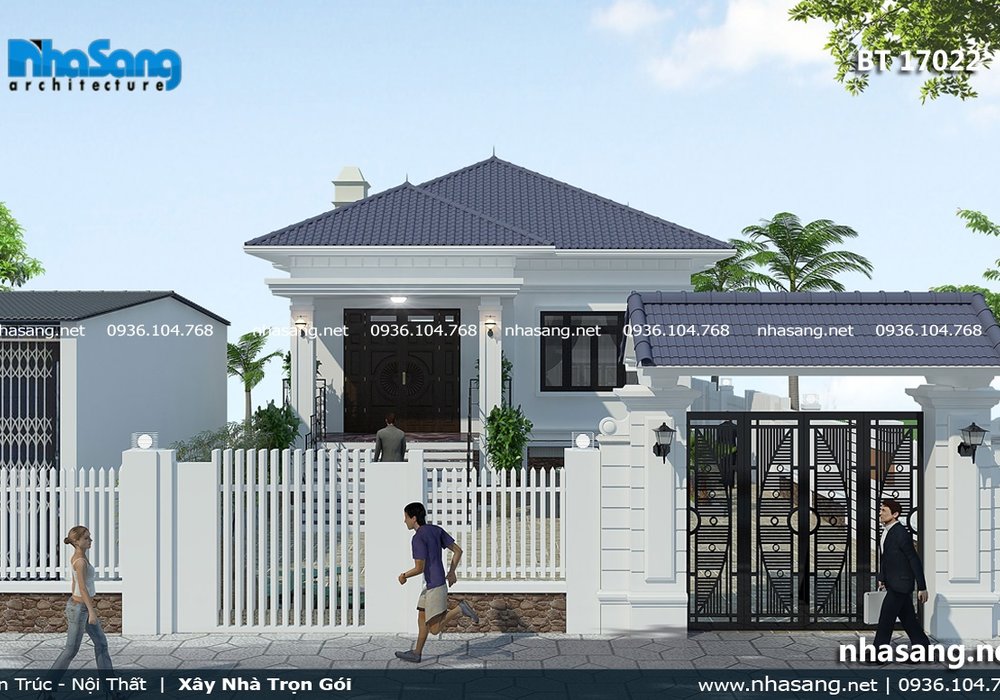 Thiết kế nhà 1.5 tầng 4 phòng ngủ BT17022