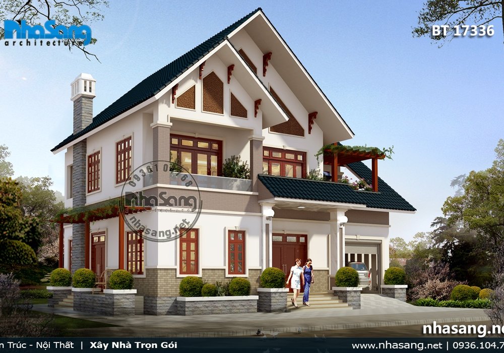 Nhà vườn mái thái 2 tầng sang trọng gần gũi BT 17336