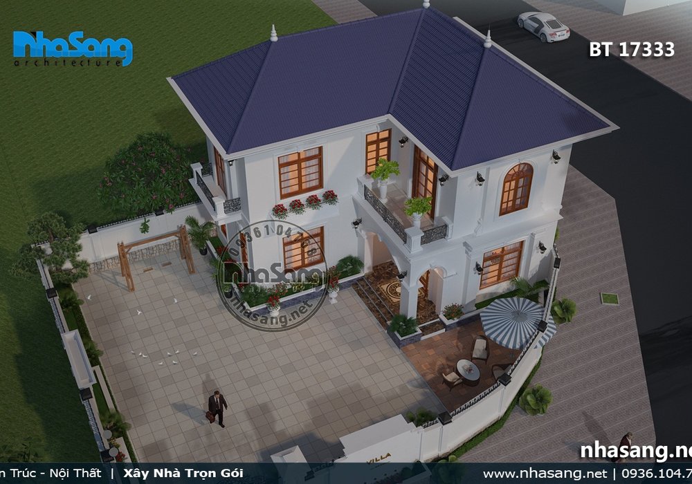 Nhà vườn Âu Châu nhẹ nhàng sang trọng tinh tế BT17333