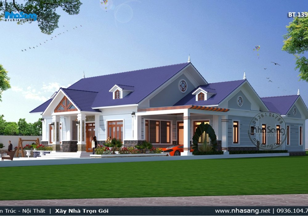 Nhà vườn Châu Âu 1 tầng 3 phòng ngủ đẹp tại Lai Châu BT139