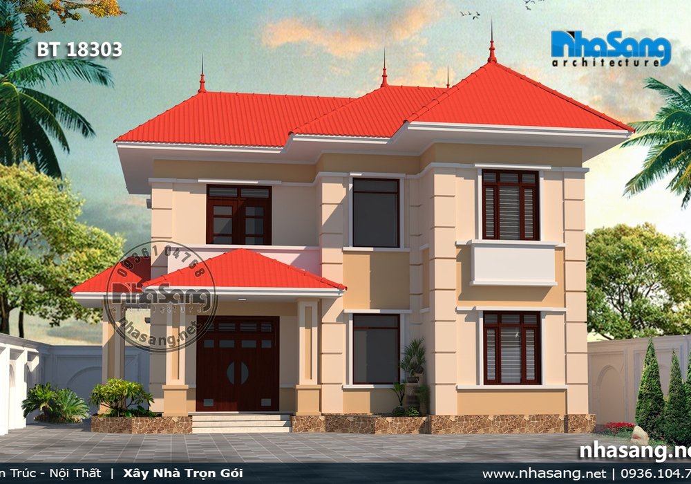 Nhà vườn 100m2 4 phòng ngủ kiểu Châu Âu sang trọng BT18303