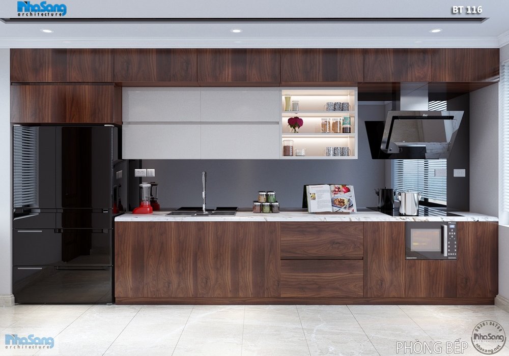 Nội thất biệt thự hiện đại gỗ óc chó sang trọng BT116