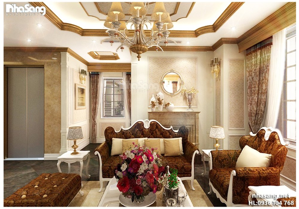 Mẫu thiết kế nhà Biệt thự kiểu Pháp đẹp 5 tầng 10m x 18,5m BT14133