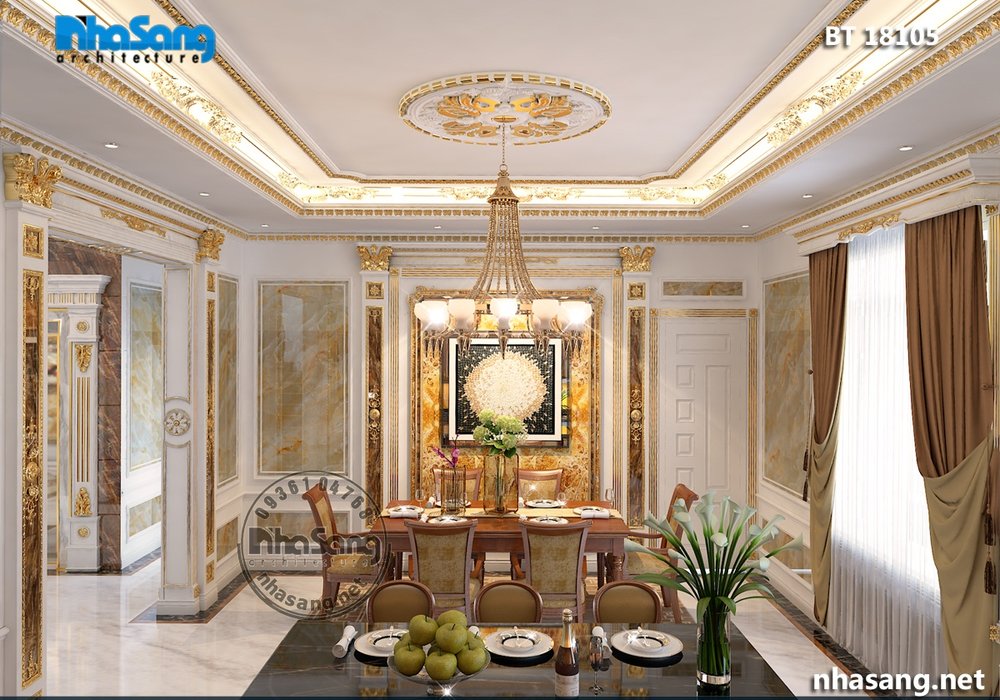 Mẫu nhà 5 tầng có tầng hầm nổi kiểu Pháp sang trọng BT18105