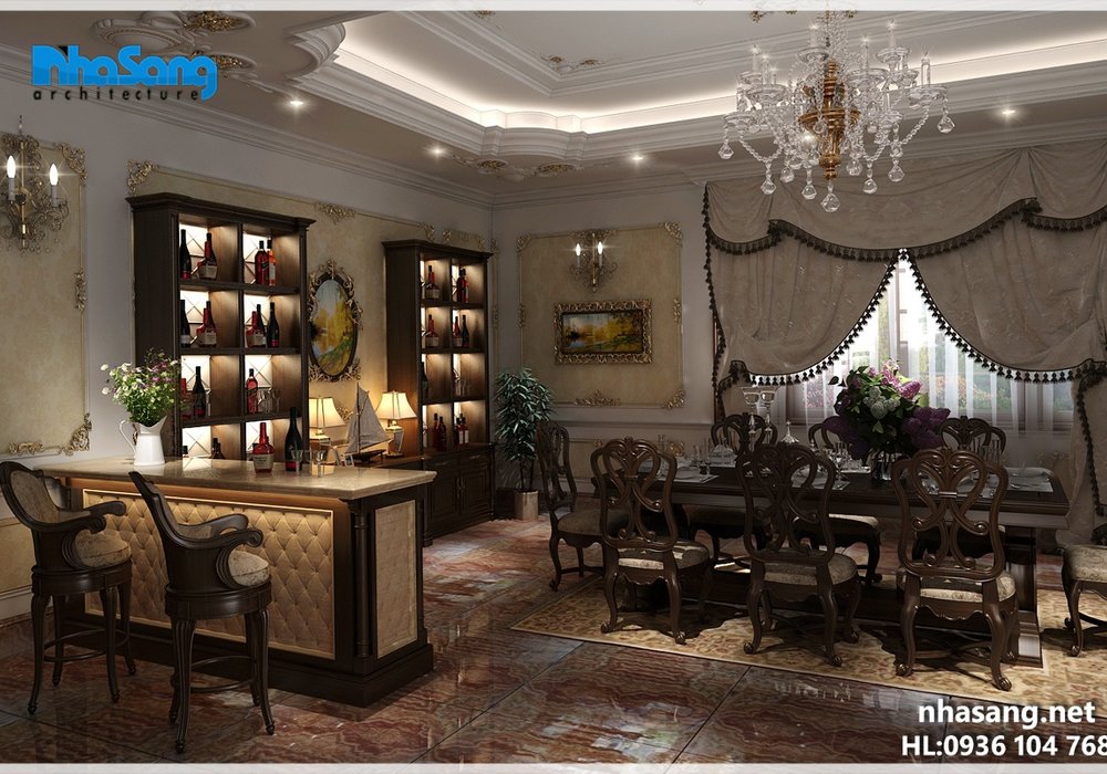 Nội thất gỗ óc chó 4 tỷ cho dinh thự 1500m2 NT15019