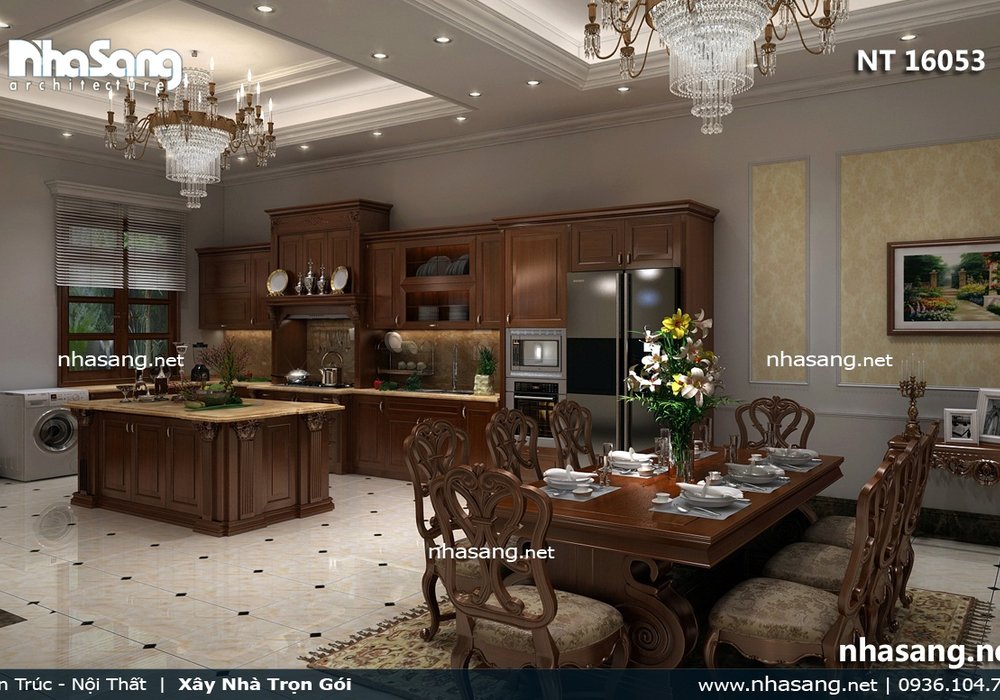 Nội thất gỗ sang trọng cho lâu đài 2 tầng kiên cố NT16053