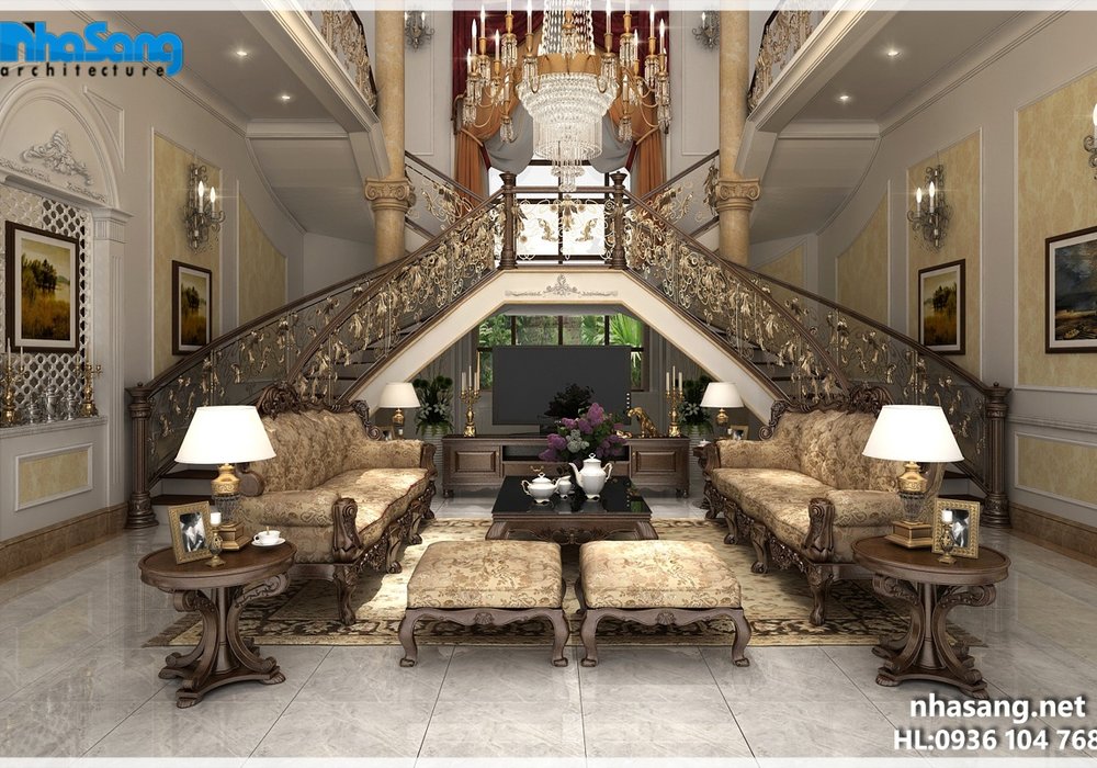 Nội thất gỗ óc chó dinh thự 1300m2 NT16026