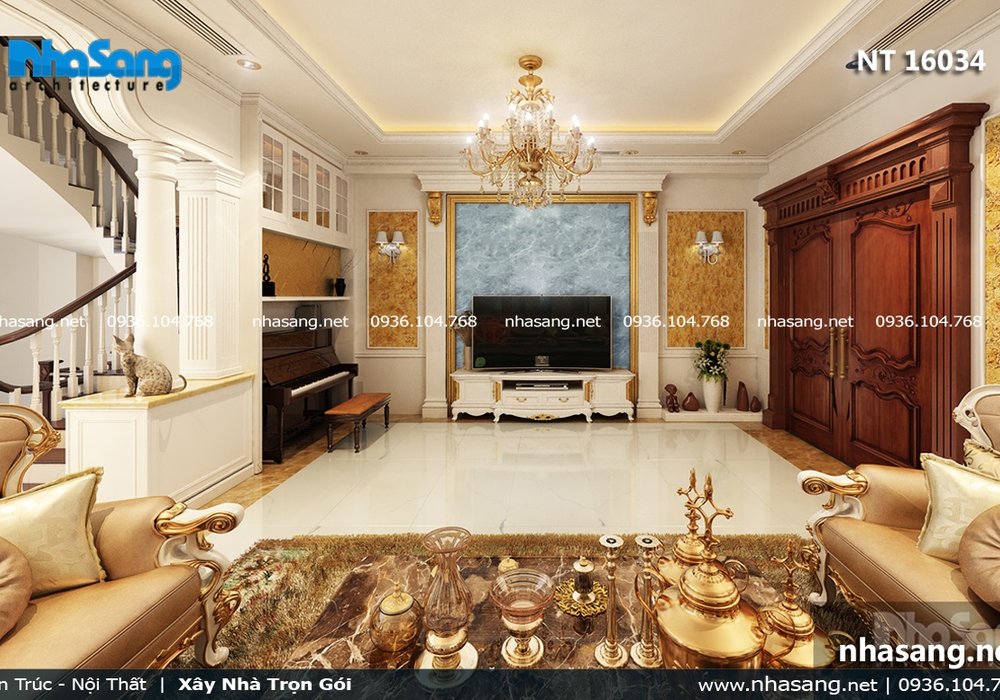 Thiết kế nội thất biệt thự tân cổ điển tại Long Biên BT16034