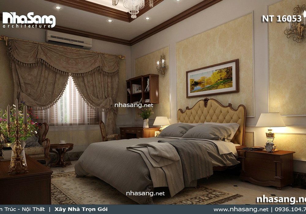 Nội thất gỗ sang trọng cho lâu đài 2 tầng kiên cố NT16053