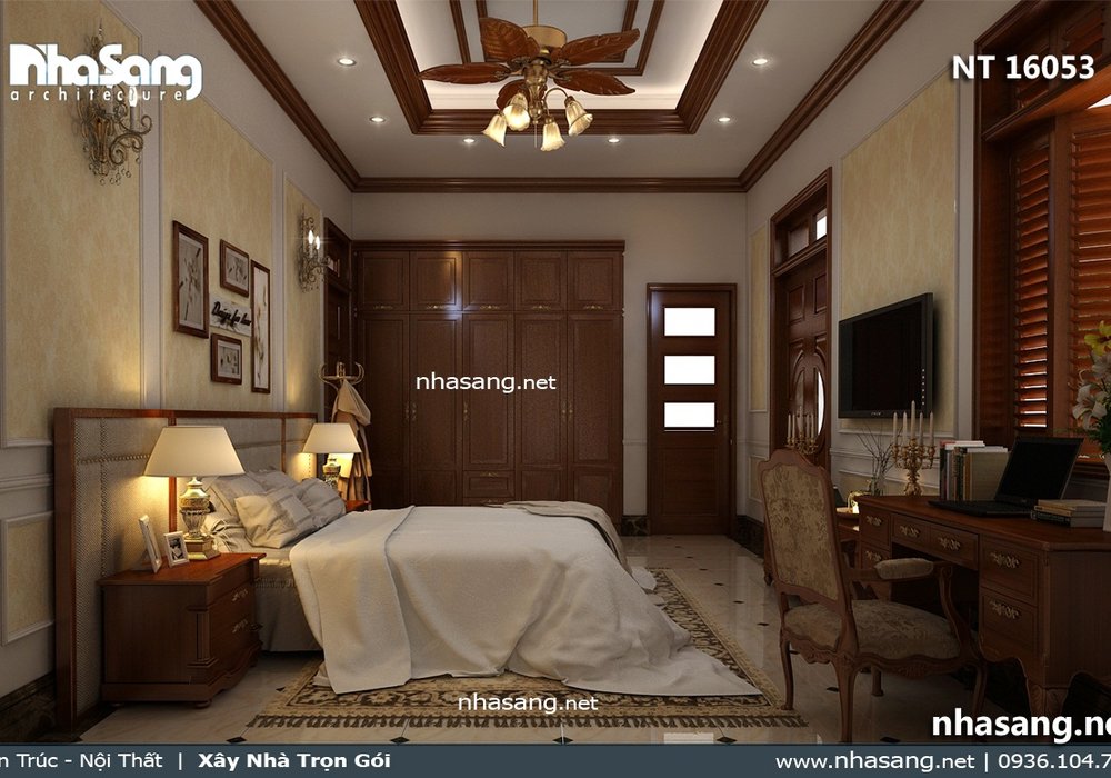 Nội thất gỗ sang trọng cho lâu đài 2 tầng kiên cố NT16053