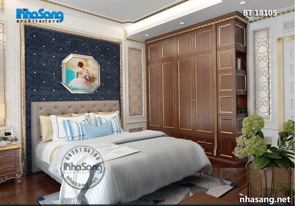 Mẫu nhà 5 tầng có tầng hầm nổi kiểu Pháp sang trọng BT18105