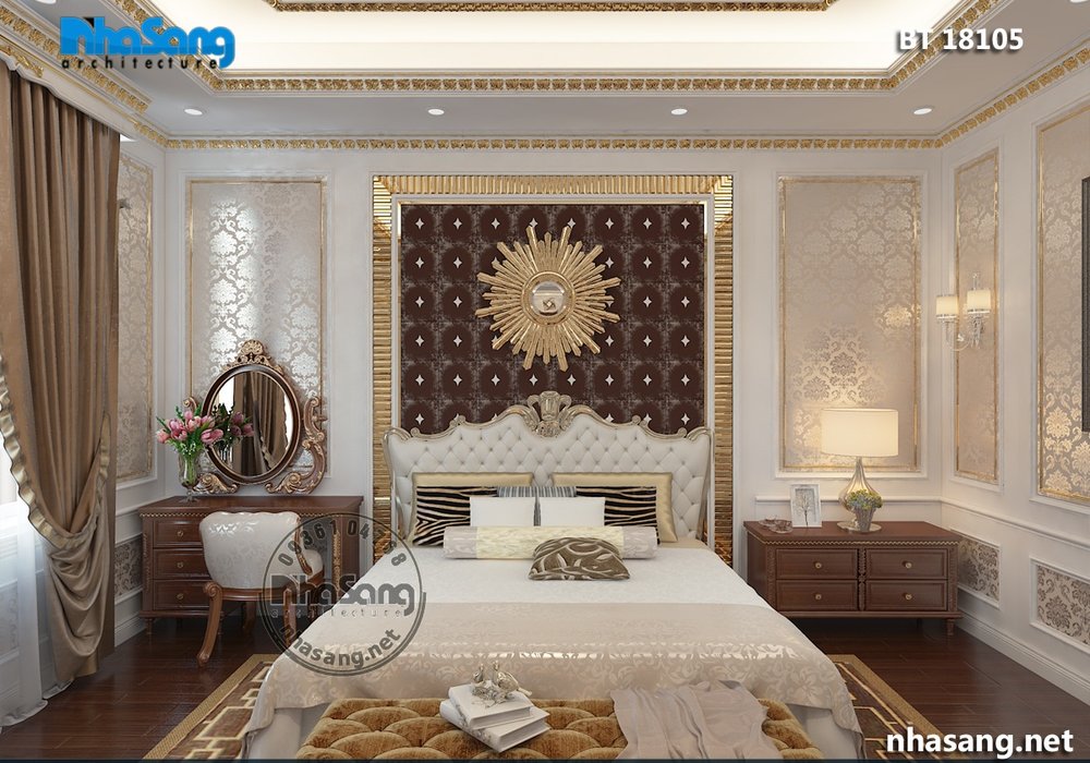 Mẫu nhà 5 tầng có tầng hầm nổi kiểu Pháp sang trọng BT18105