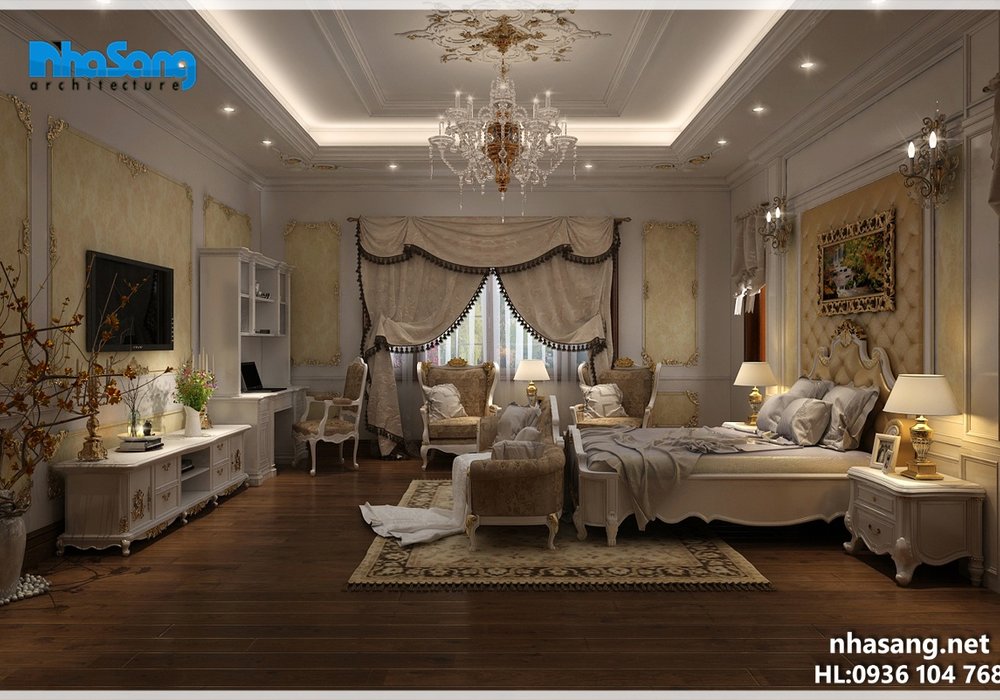 Nội thất gỗ óc chó 4 tỷ cho dinh thự 1500m2 NT15019