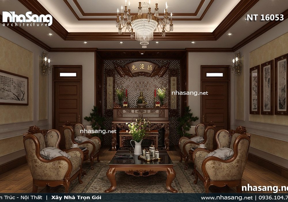 Nội thất gỗ sang trọng cho lâu đài 2 tầng kiên cố NT16053