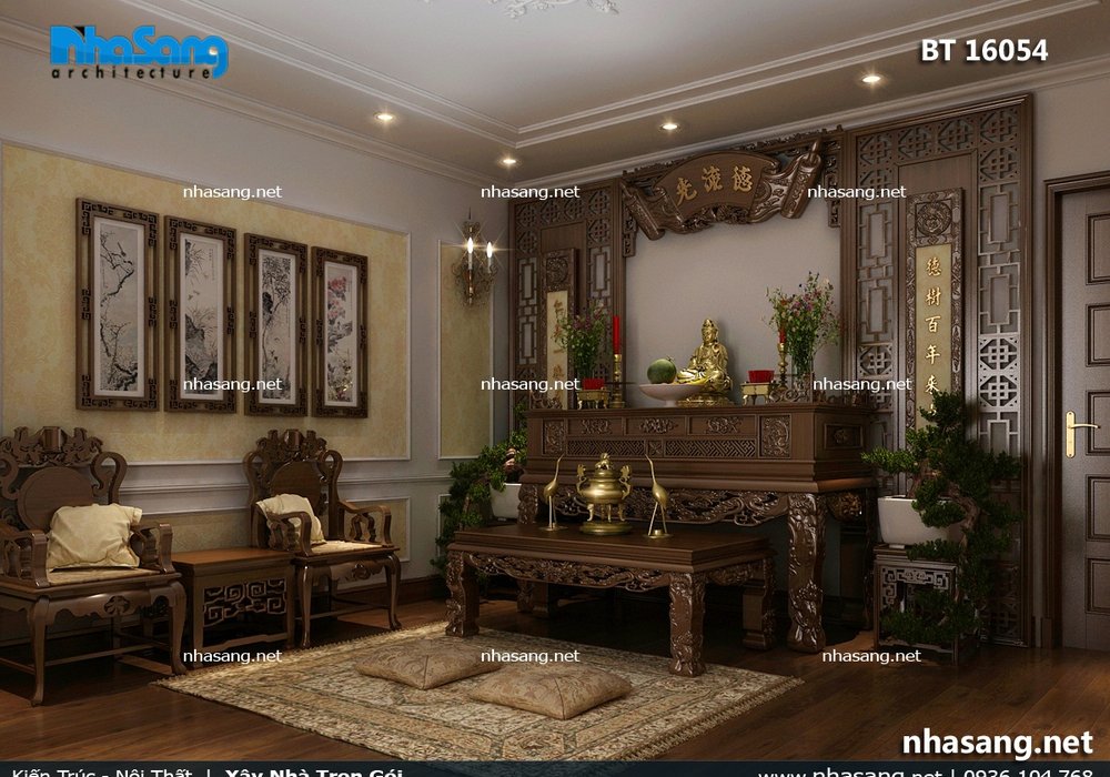 Nội thất tân cổ điển gỗ biệt thự mặt tiền 4.7m NT16054