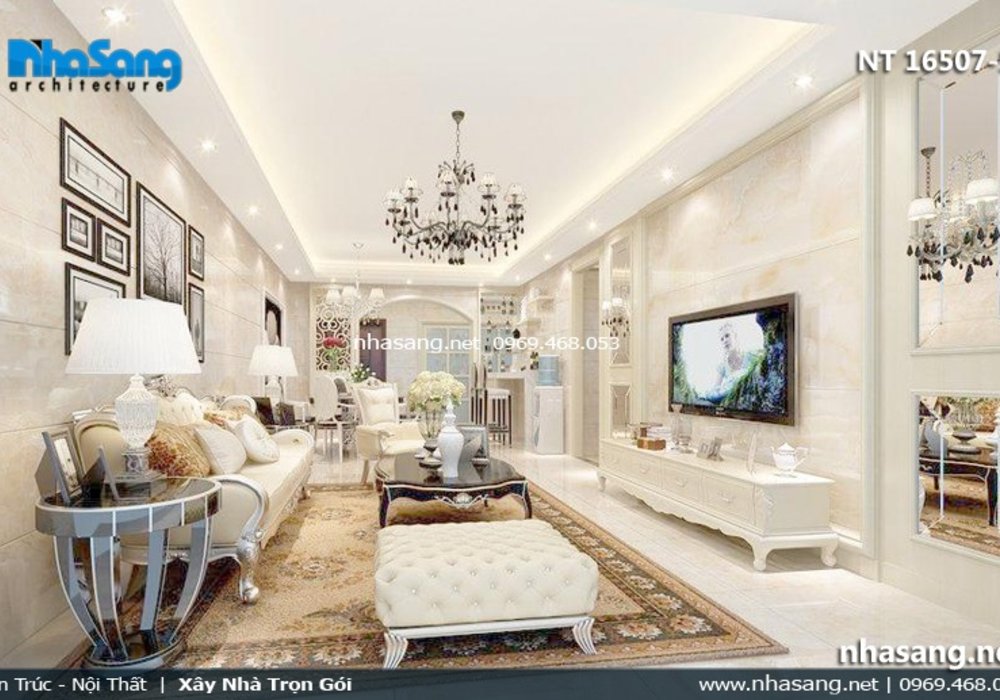 6 Mẫu nội thất phòng khách Tân cổ điển đẹp NT16507