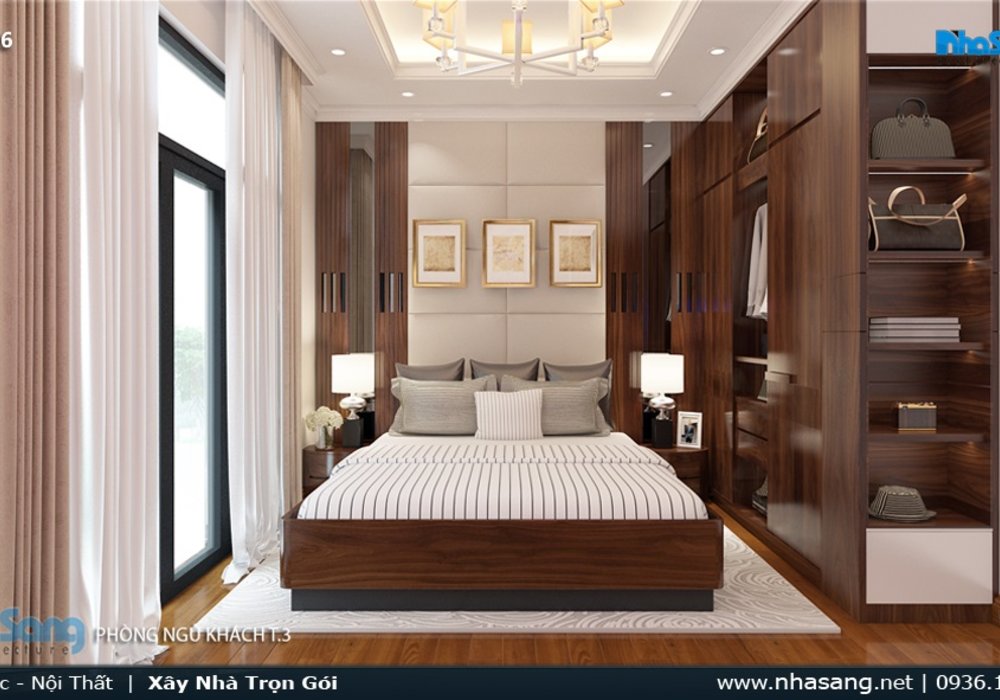 Nội thất biệt thự hiện đại gỗ óc chó sang trọng BT116