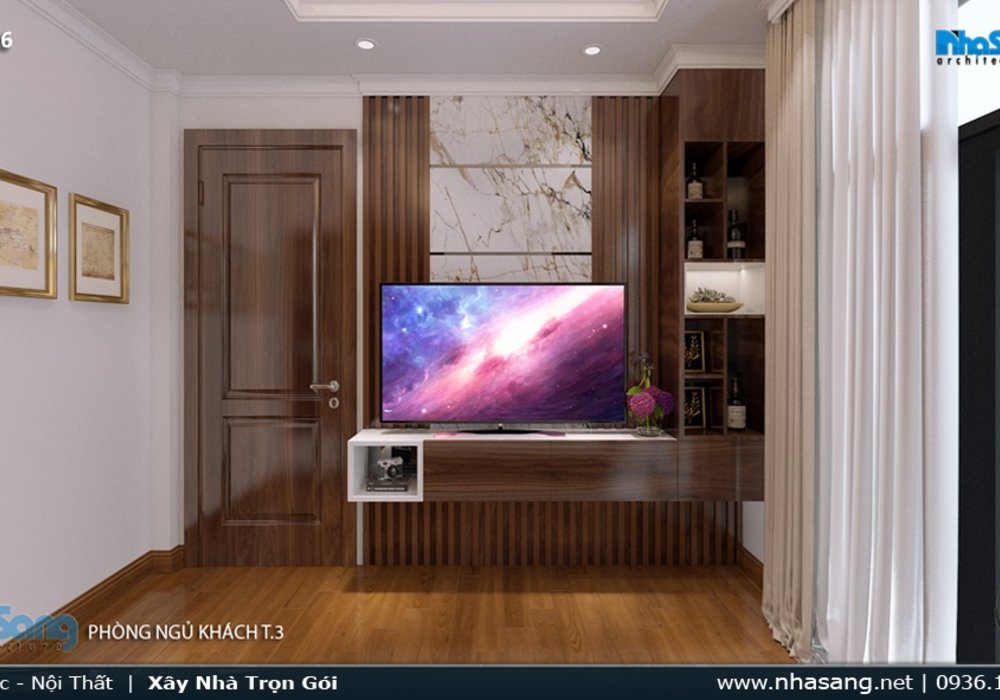 Nội thất biệt thự hiện đại gỗ óc chó sang trọng BT116