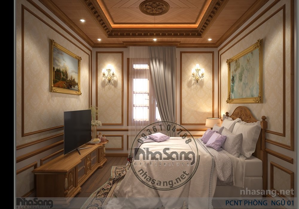 Thiết kế nội thất gỗ biệt thự cổ điển sang trọng BT18109