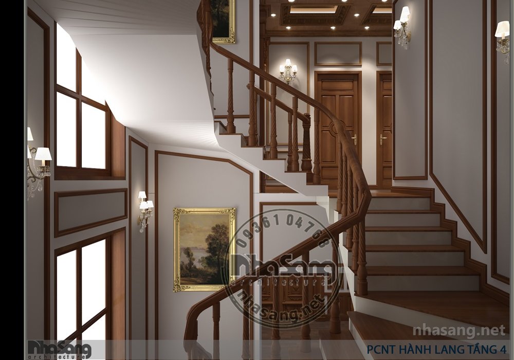 Thiết kế nội thất gỗ biệt thự cổ điển sang trọng BT18109