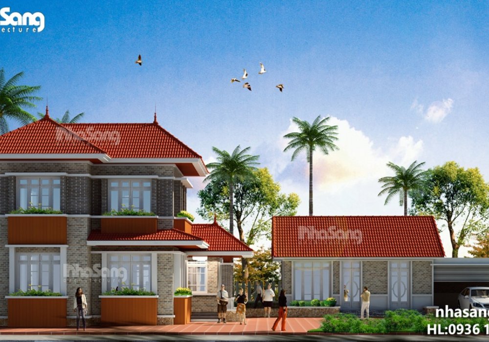 Biệt thự 2 tầng nhà vườn đẹp 100m2 nổi bật, phong cách BT14193