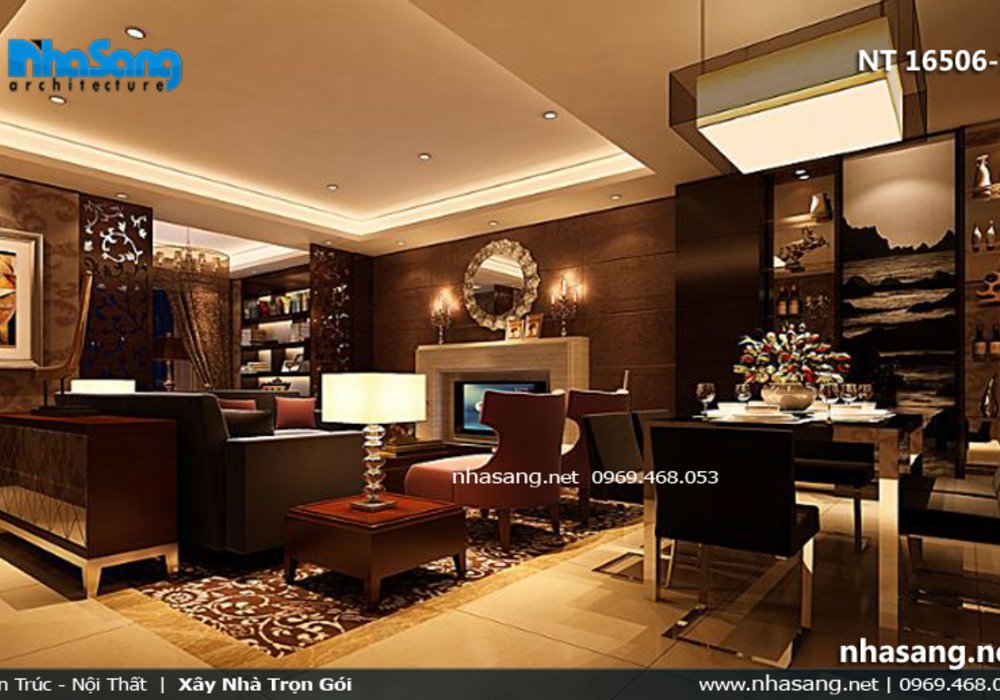Phòng khách chung cư đẹp - BST 10 Mẫu mẫu thiết kế phòng khách chung cư hiện đại NT16506