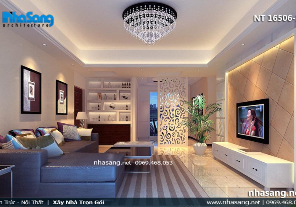 Phòng khách chung cư đẹp - BST 10 Mẫu mẫu thiết kế phòng khách chung cư hiện đại NT16506