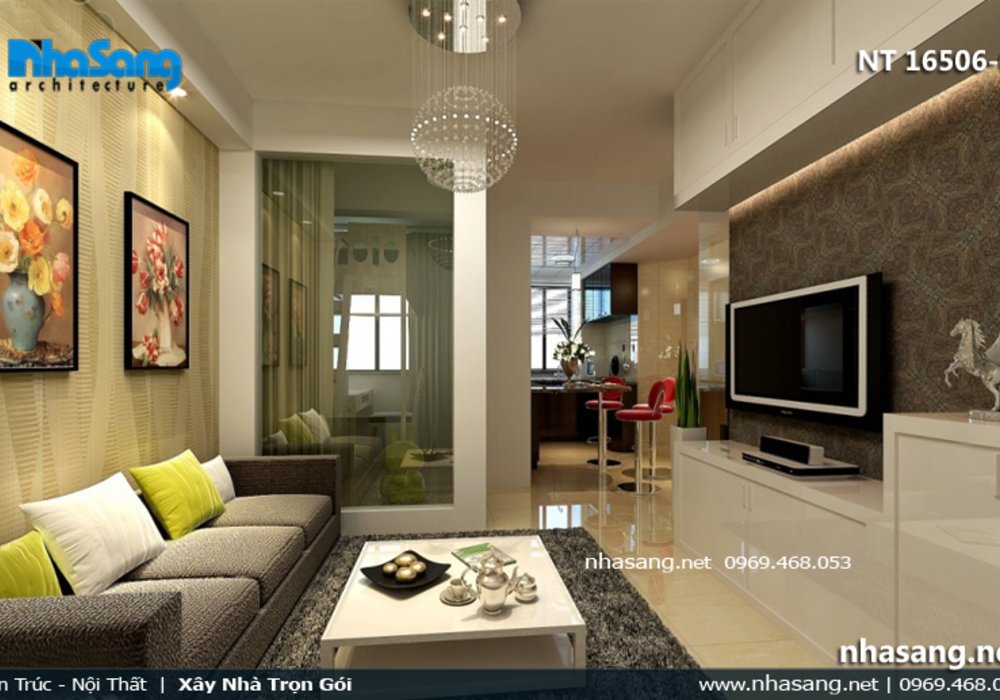 Phòng khách chung cư đẹp - BST 10 Mẫu mẫu thiết kế phòng khách chung cư hiện đại NT16506