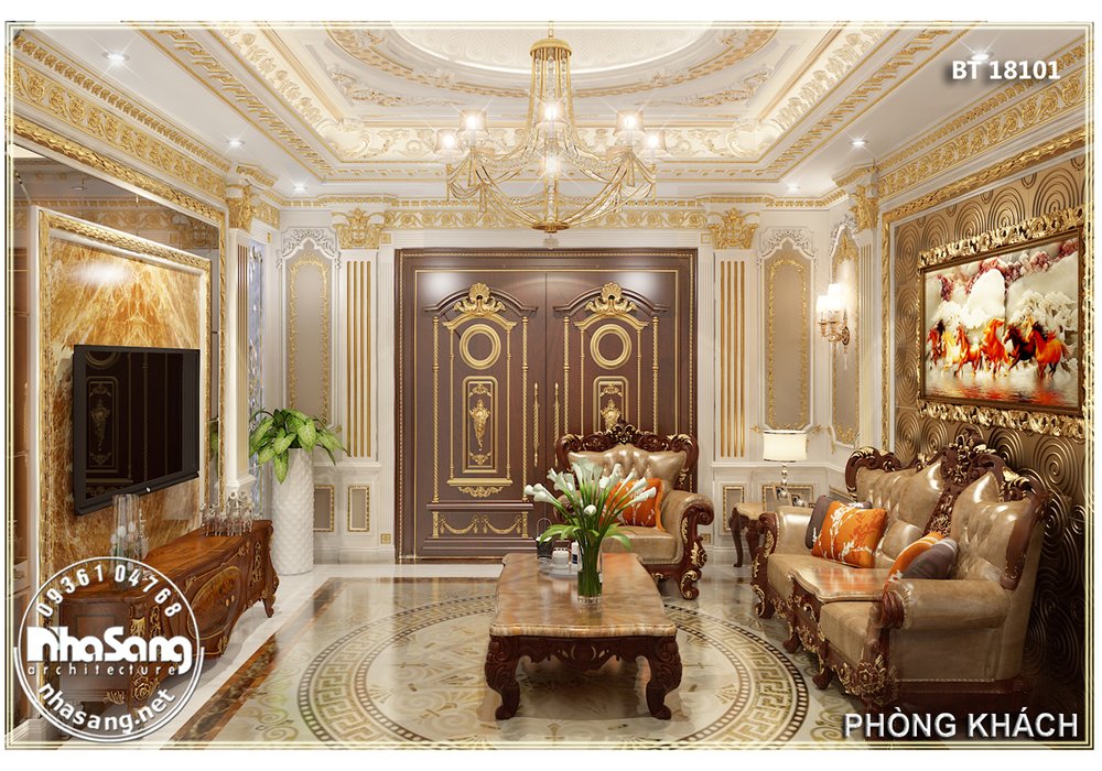 Thiết kế nội thất tân cổ điển biêt thự Pháp BT18101