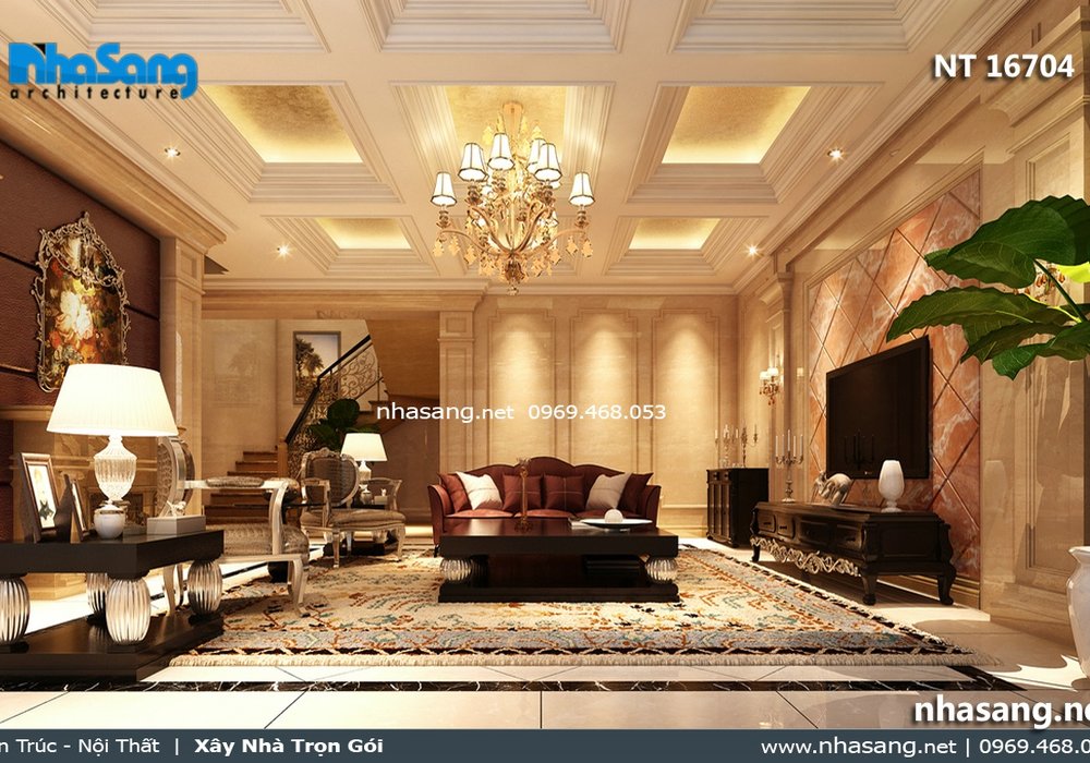Thiết kế nội thất tân cổ điển biệt thự Quảng Ninh NT16704