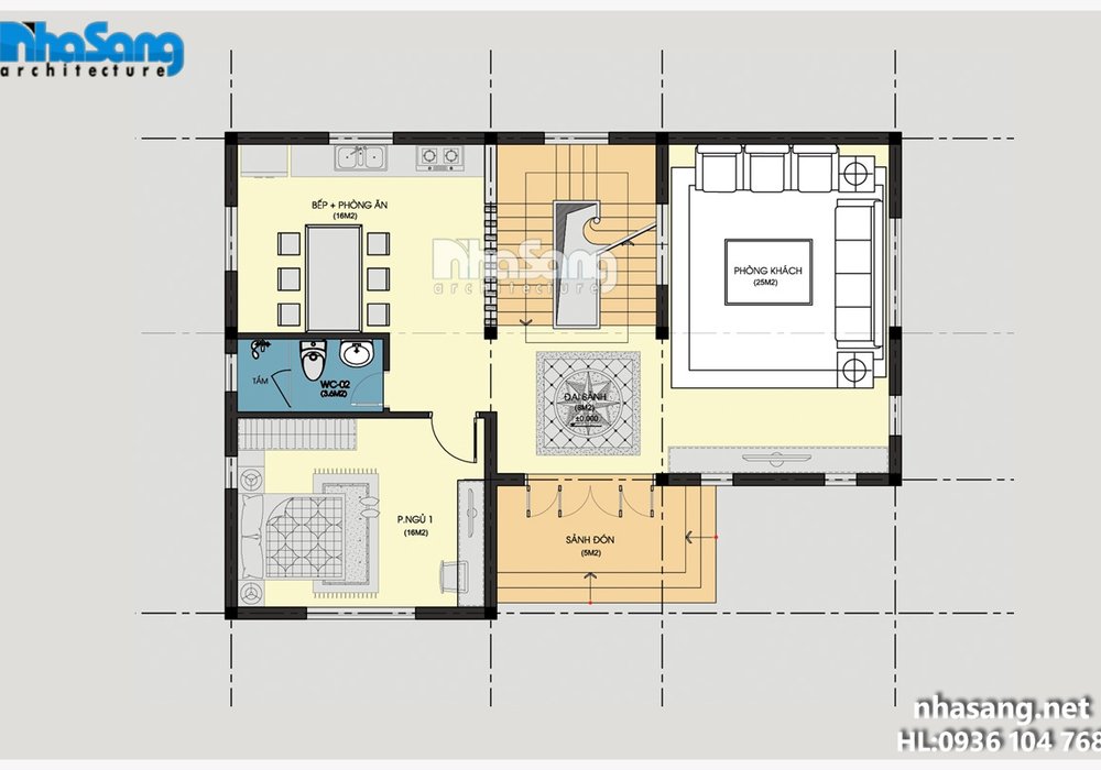 Biệt thự Pháp 4 tầng trên nền đất dốc BT16018