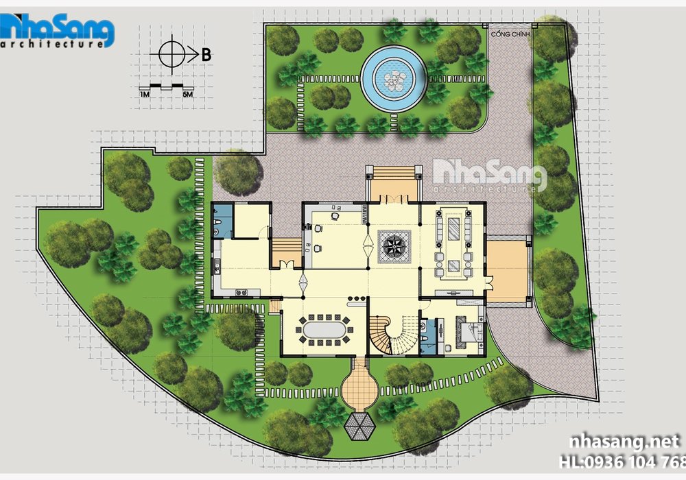 Thiết kế dinh thự 6 tỷ kiến trúc Châu Âu BT15019