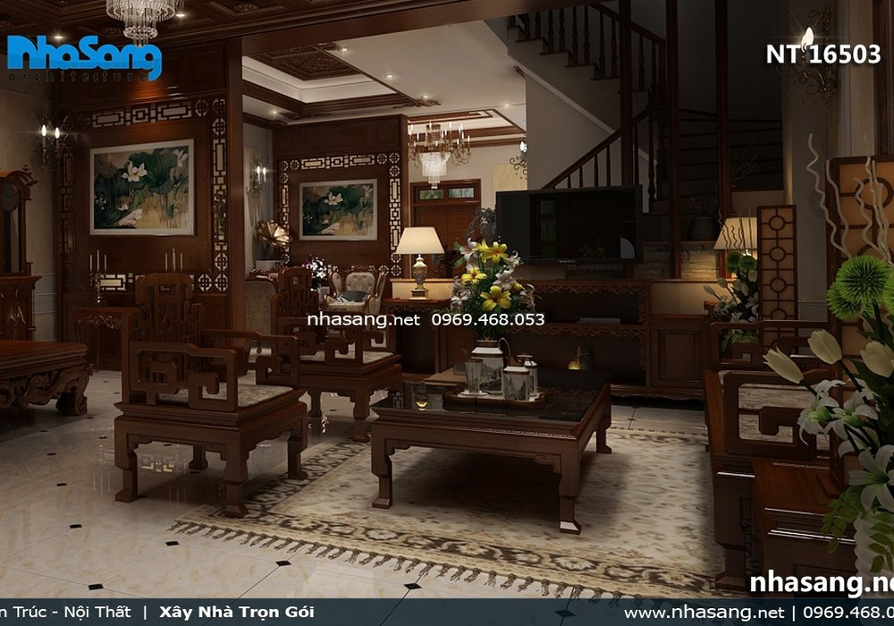 Nội thất phòng khách gỗ tự nhiên NT16503