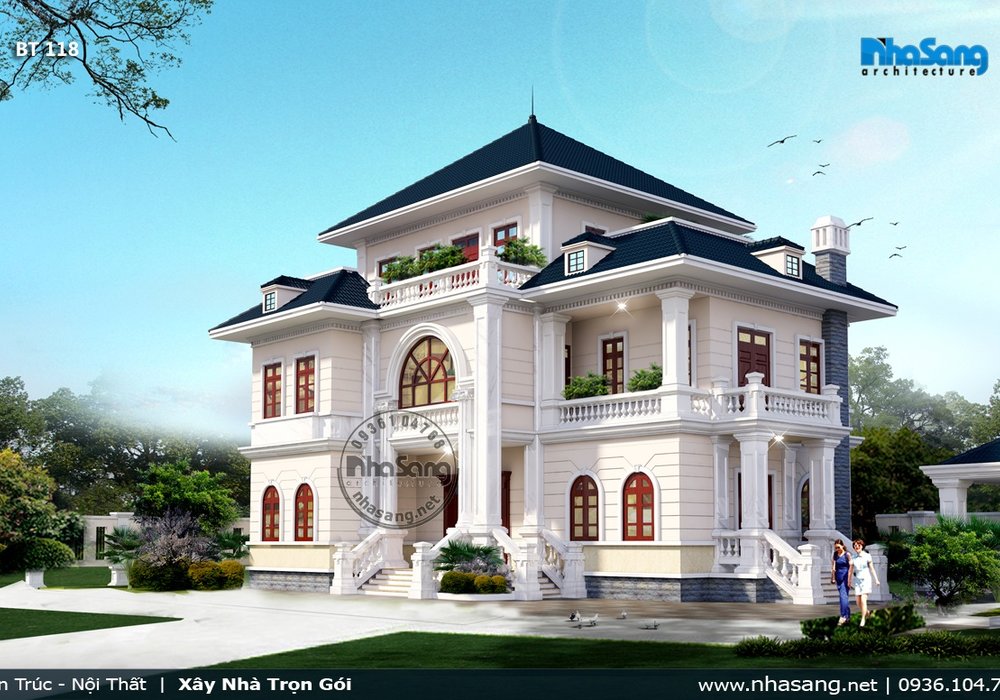 Thiết kế biệt thự Châu âu đẹp không tì vết tại Ninh Binh BT118