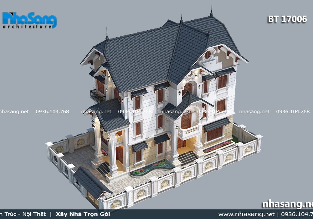 Biệt thự kiểu Pháp mái lợp độc đáo BT17006