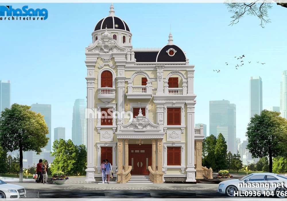 Thiết kế biệt thự lâu đài 2 mặt tiền hoành tráng BT16024
