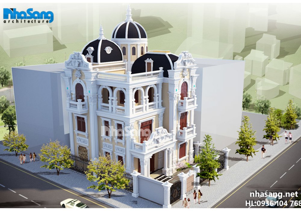 Biệt thự lâu đài 4 tầng kiến trúc Pháp mặt tiền 11m BT15152