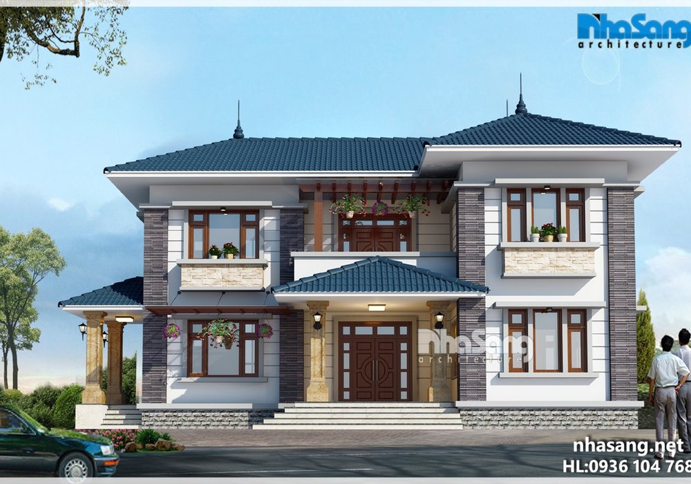 Biệt thự nhà vườn 2 sảnh chính bố cục hài hòa lý tưởng BT16028