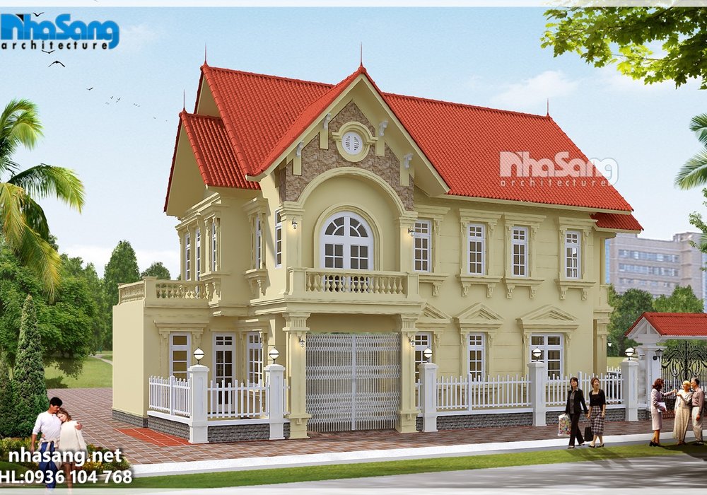 Biệt thự kiểu Pháp 2 tầng mái thái BT16025