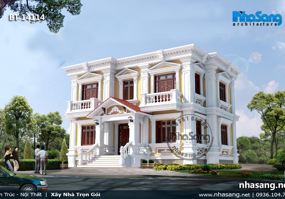 Mẫu thiết kế biệt thự Tân cổ điển 2 tầng đẹp BT14114 - mẫu nhà phố