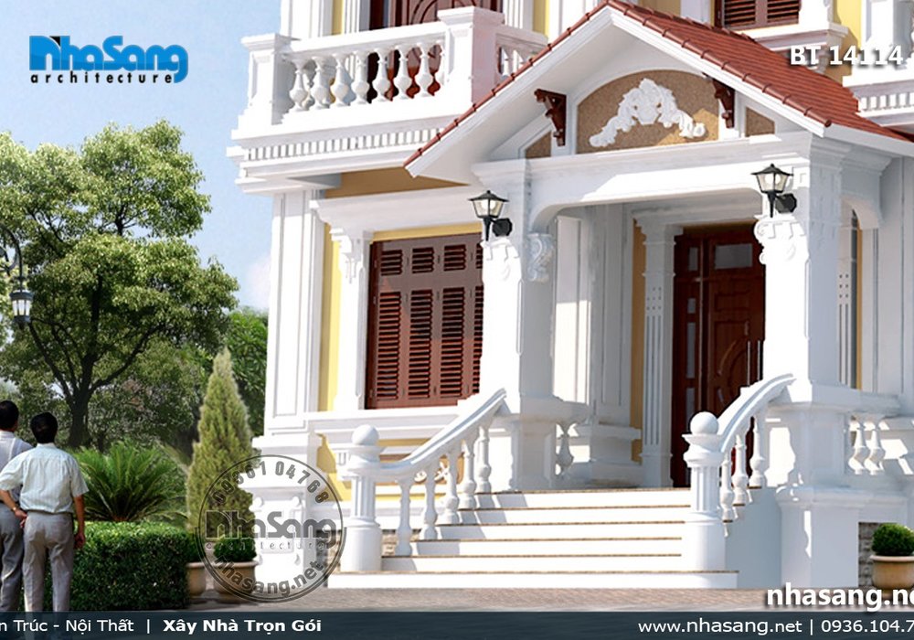 Mẫu thiết kế biệt thự Tân cổ điển 2 tầng đẹp BT14114 - mẫu nhà phố