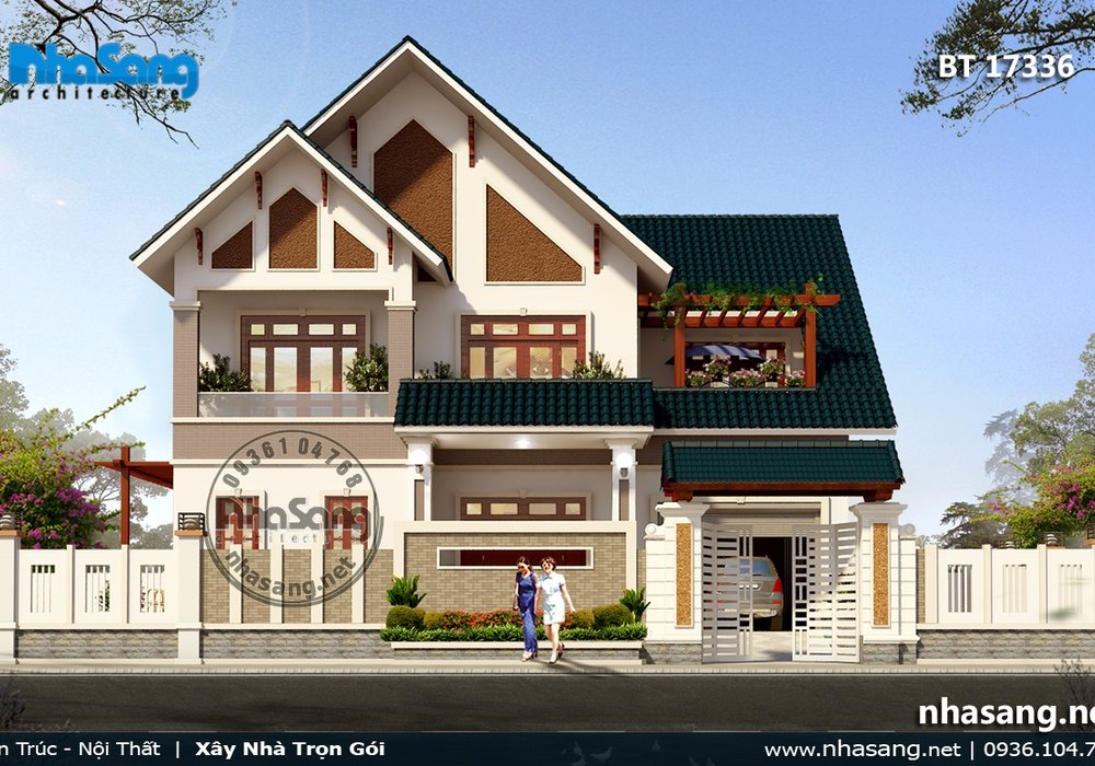 Nhà vườn mái thái 2 tầng sang trọng gần gũi BT 17336