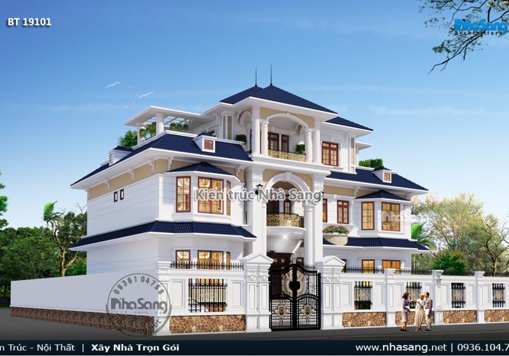 Thiết kế dinh thự kiểu Pháp 300m2/sàn trên đất hơn 1000m2 tại Hải Phòng BT19101