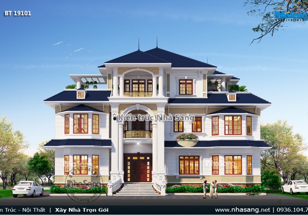 Thiết kế dinh thự kiểu Pháp 300m2/sàn trên đất hơn 1000m2 tại Hải Phòng BT19101