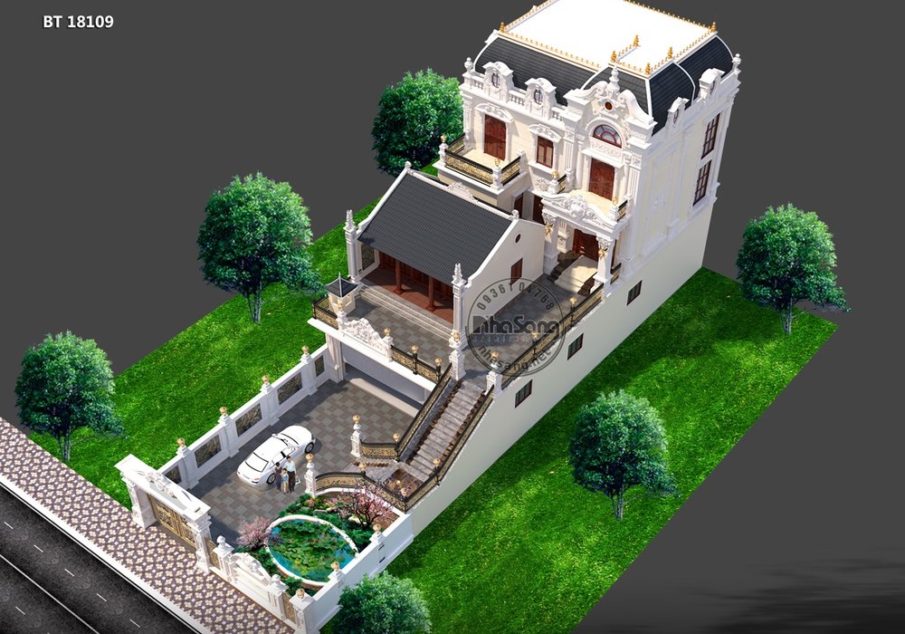 Thiết kế hài hòa biệt thự 2 tầng Nhà thờ và xưởng sản xuất BT18109
