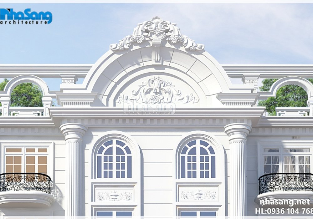 Thiết kế biệt thự khách sạn 6 tầng kiến trúc Pháp KS14173 đẹp