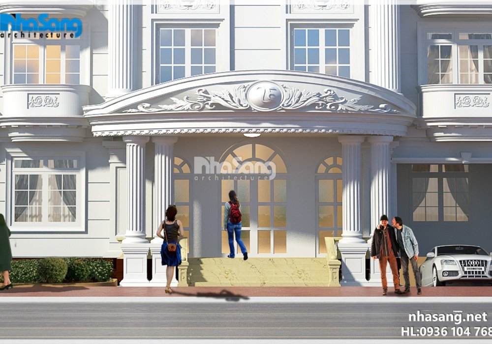 Thiết kế biệt thự khách sạn 6 tầng kiến trúc Pháp KS14173 đẹp