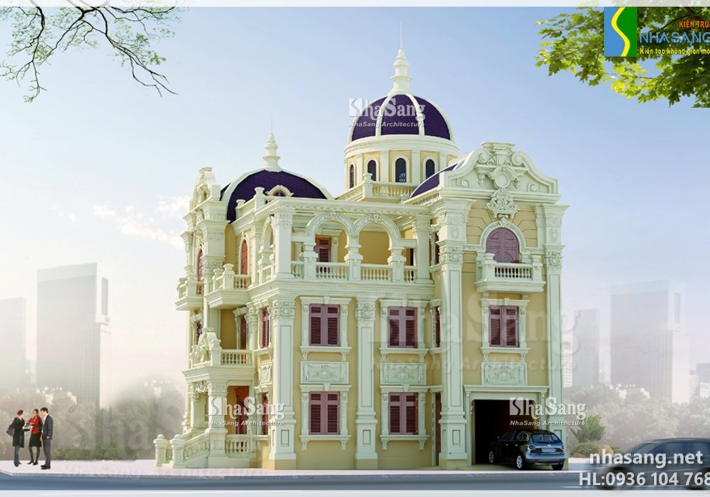 Thiết kế Lâu đài - Biệt thự 3,5 tầng Kiến trúc  kiểu Pháp BT14142- Mẫu Nhà Đẹp